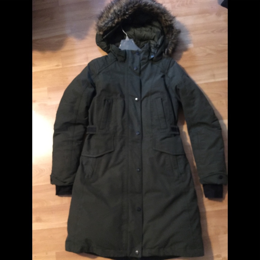 The North Face Olive Green Parka with Fur Hood